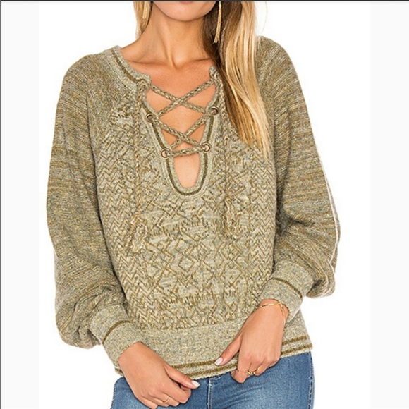 Free People Sweaters - NWT Free People Hoops and Hollas sweater lace up M
